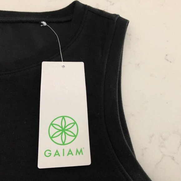 GAIAM Casual Activewear Rayon Poly Slvless Scoop Neck Midi Dress Black Sz L NWT - Picture 9 of 11